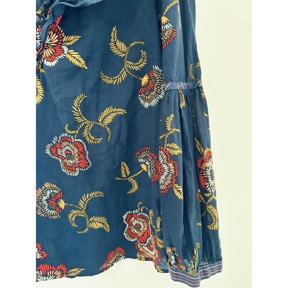 Madewell X Warm Navy Summer Ruffle Collar Top in Honolulu Hibiscus Womens Sz S - Picture 3 of 4